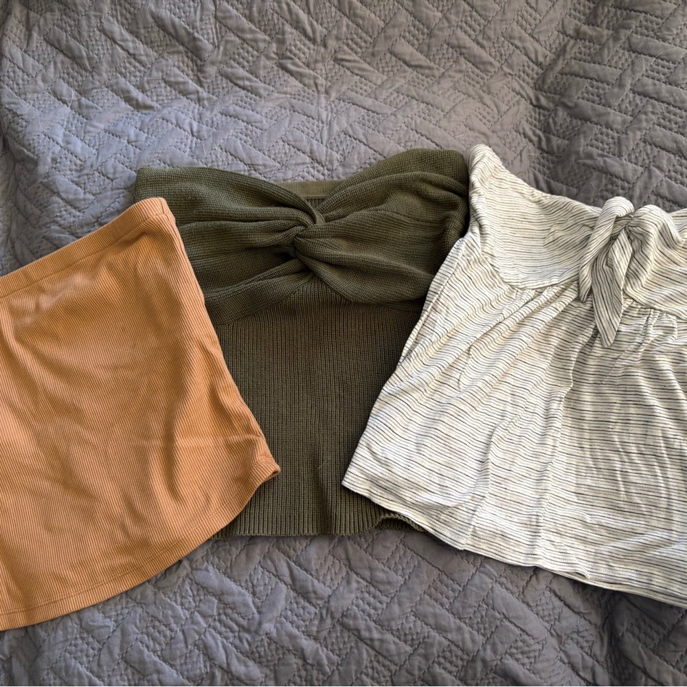 Stylish tube top bundle- Olive, Tan, and Striped